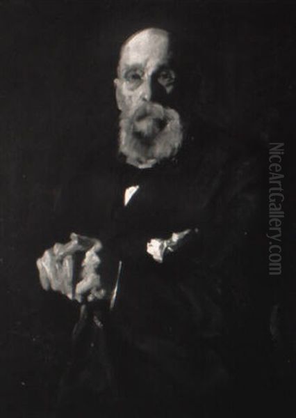 Portrait Of George Bellows, Sr. (hands On Cane) Oil Painting by George Wesley Bellows
