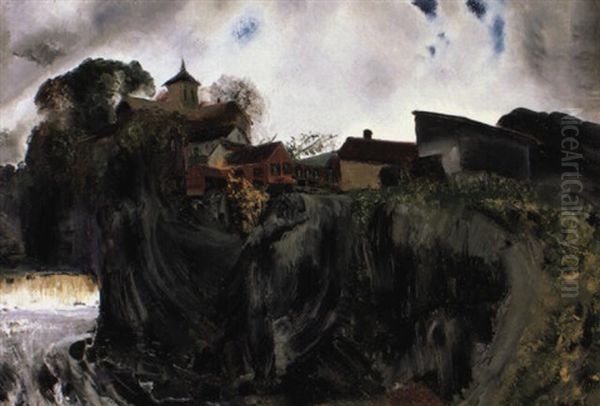 Cliffs At Eddyville Oil Painting by George Wesley Bellows