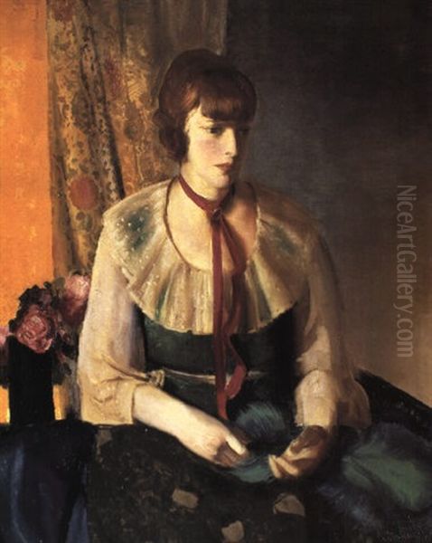 Lady In Green Dress Oil Painting by George Wesley Bellows