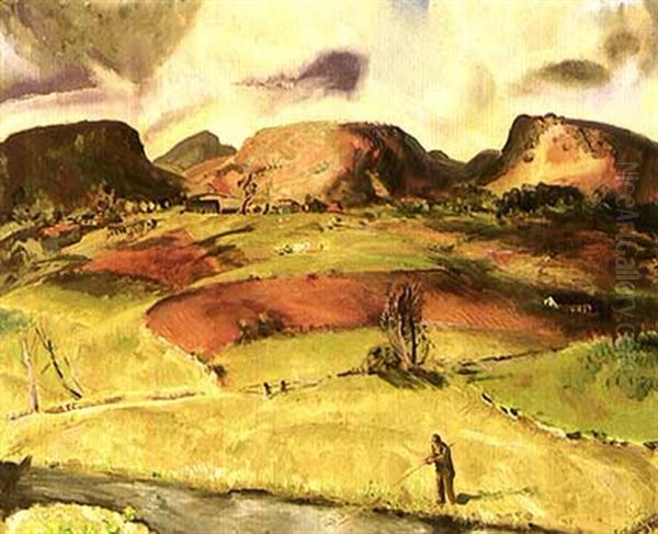 Trout Stream And Mountains Oil Painting by George Wesley Bellows