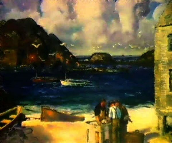 Fishing Harbor, Monhegan Island Oil Painting by George Wesley Bellows