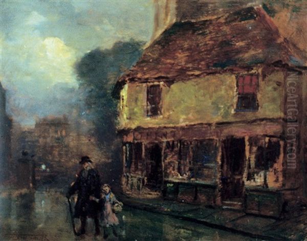 Flight Of Little Nell And Her Grandfather From The Old Curiosity Shop Oil Painting by Frederic Marlett Bell-Smith