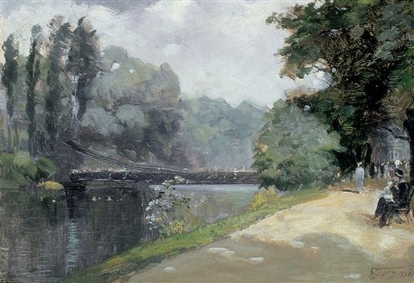 A Day In The Park, London Oil Painting by Frederic Marlett Bell-Smith