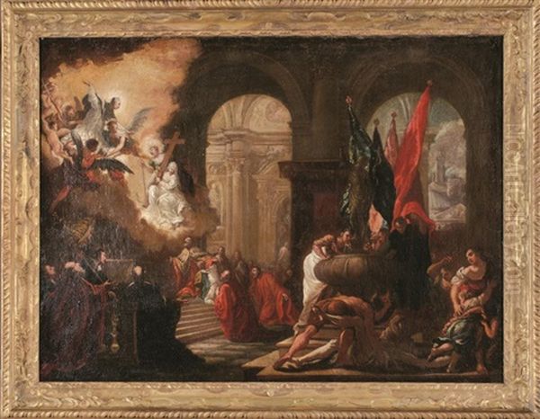 Die Bitte Des Dogen Nicolo Contarini An Lorenzo Giustiniani Oil Painting by Antonio Bellucci