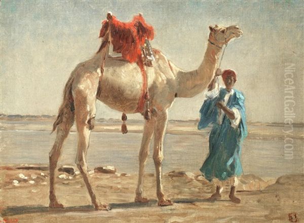 Le Chameau Et Son Chamelier Oil Painting by Leon-Auguste-Adolphe Belly