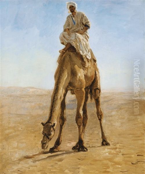 Big Ridden Camel Grazing, Study For Pilgrims Going To Mecca Oil Painting by Leon-Auguste-Adolphe Belly
