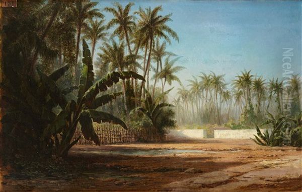 Vue D'une Palmeraie Oil Painting by Leon-Auguste-Adolphe Belly
