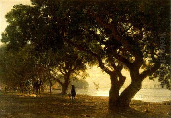 L'allee De Choubrah Au Caire Oil Painting by Leon-Auguste-Adolphe Belly