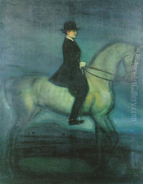 La Princesse De Faucigny-cytria A Cheval Oil Painting by Federico Beltran Masses