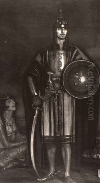 Rudolph Valentino In The Black Falcon Oil Painting by Federico Beltran Masses