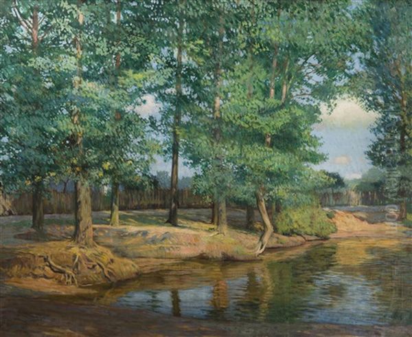 Trees By The Water Oil Painting by Rudolf Bem