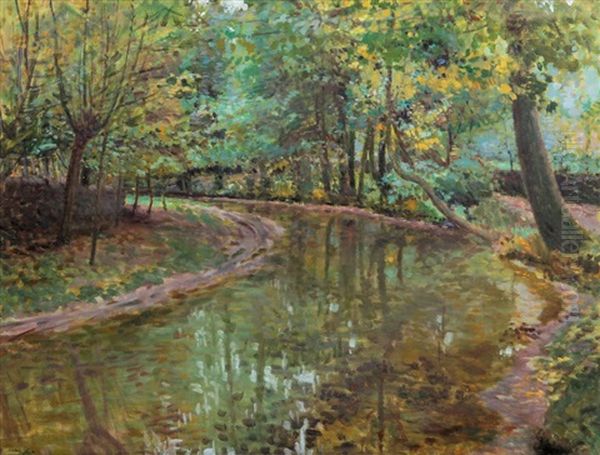 Podzimni Nalada (okorsky Potok) Oil Painting by Rudolf Bem