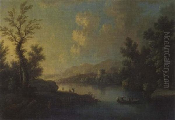 Flusslandschaft Oil Painting by Christoph Von Bemmel