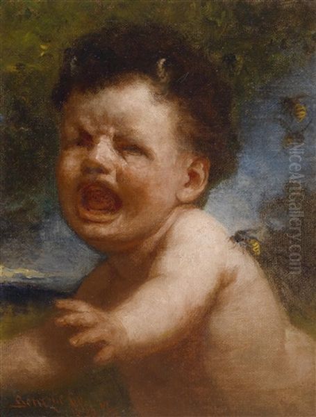 Amor Mit Wespe Oil Painting by Gyula Benczur