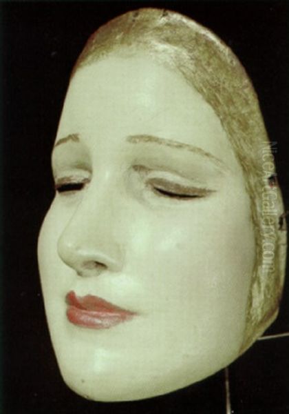 Mask: Placid Woman, Golden Hair Oil Painting by Wladyslaw Theodor Benda