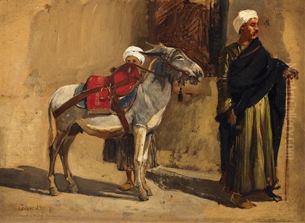 Araber Mit Seinem Esel. Studie Oil Painting by Rudolf Christian Eugen Bendemann
