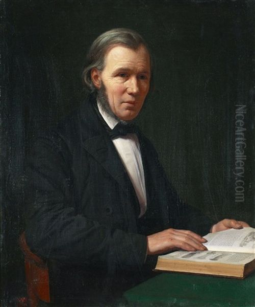 Portratt Forestallande Historikern Lauritz Schebye Vedel Simonsen Oil Painting by Wilhelm Ferdinand Bendz