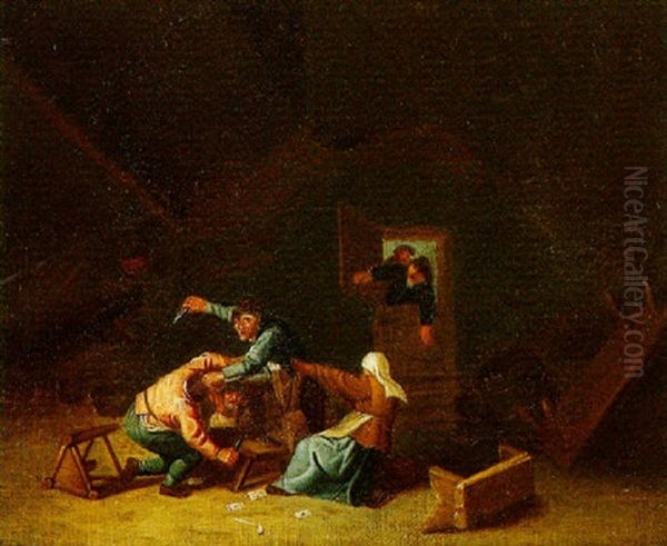 Slagsmal I En Krostue Oil Painting by Wilhelm Ferdinand Bendz