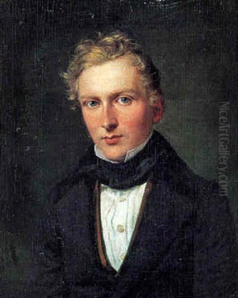 Portraet Af En Ung Mand Oil Painting by Wilhelm Ferdinand Bendz