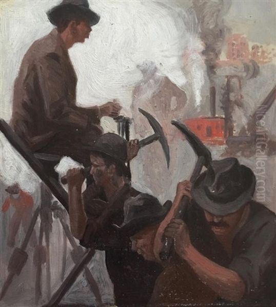 On The Job Oil Painting by Gerrit Beneker