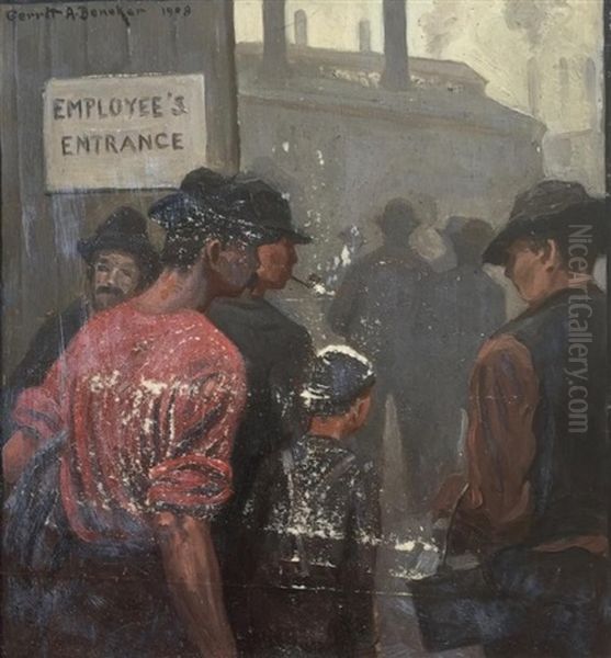 Employee's Entrance Oil Painting by Gerrit Beneker