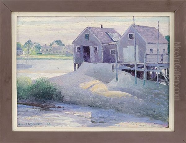 Fishing Shacks, Likely Wellfleet, Massachusetts Oil Painting by Gerrit Beneker