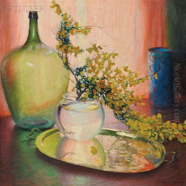 Still Life - Scotch Broom Oil Painting by Gerrit Beneker