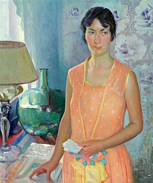 Woman Reading A Letter Oil Painting by Gerrit Beneker