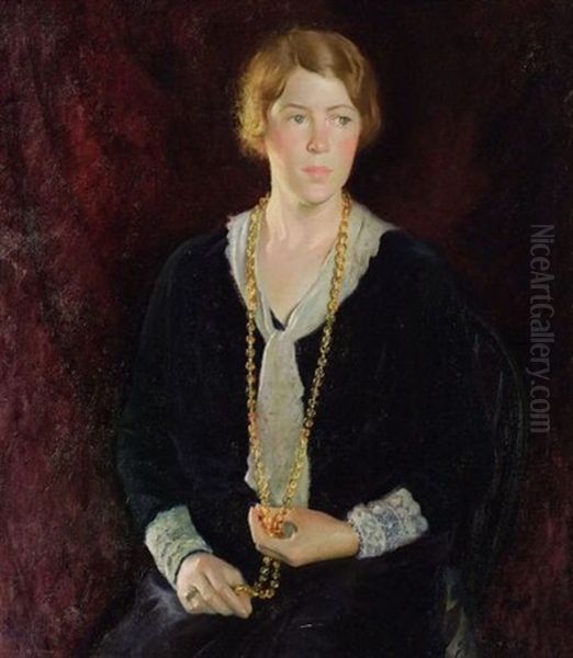 The Amber Beads Oil Painting by Gerrit Beneker