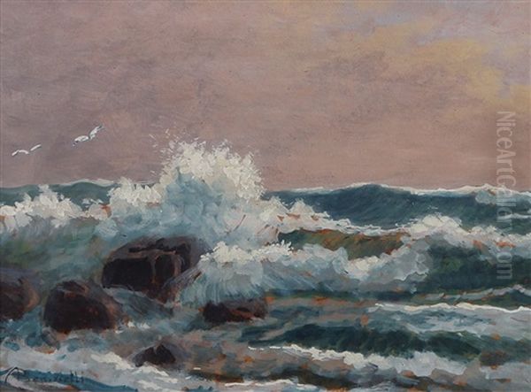 Mareggiata Oil Painting by Alberto Beniscelli