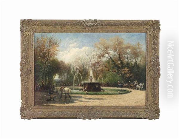 Spring In The Villa Borghese, Rome Oil Painting by Vittorio Benisson