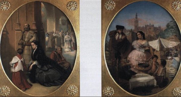 La Limosna Oil Painting by Rafael Benjumea