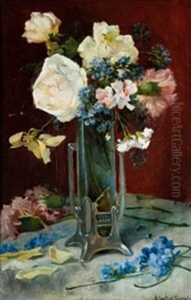 Jarron Con Flores Oil Painting by Blas Benlliure Gil