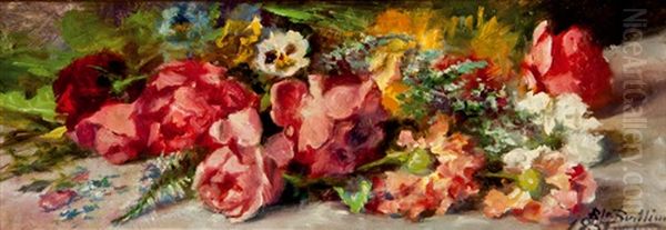 Bodegon De Flores Oil Painting by Blas Benlliure Gil