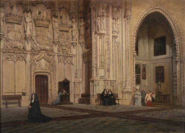Blick In Das Innere Der Kathedrale Von Toledo Oil Painting by Blas Benlliure Gil