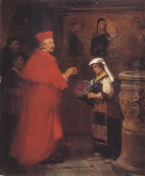 Interior De Iglesia Oil Painting by Jose Benlliure Y Gil