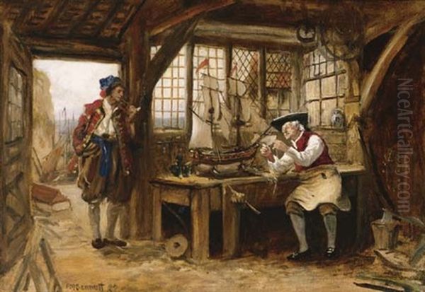 The Model Shipwright Oil Painting by Frank Moss Bennett