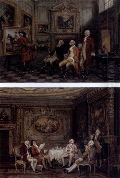 The Connoisseur (+ A Good Story, 1937; 2 Works) Oil Painting by Frank Moss Bennett