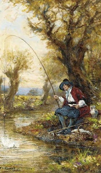 The Angler Oil Painting by Frank Moss Bennett