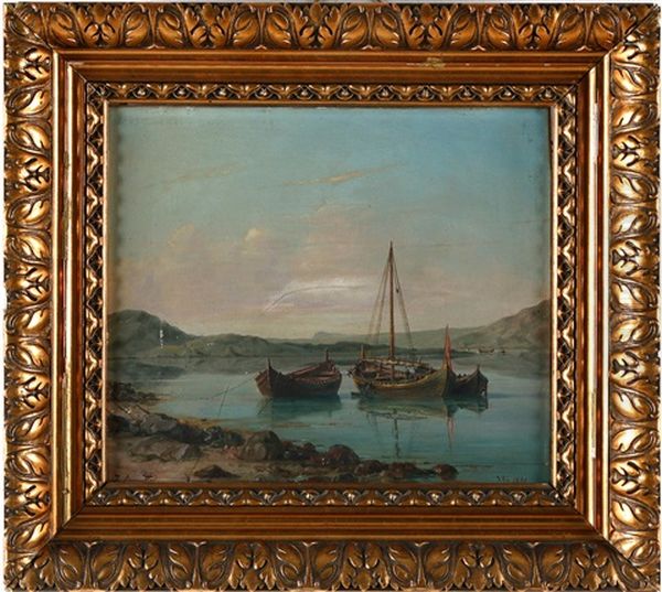 Havsfjordsstranden Vid Somme Oil Painting by Johan Jakob Bennetter