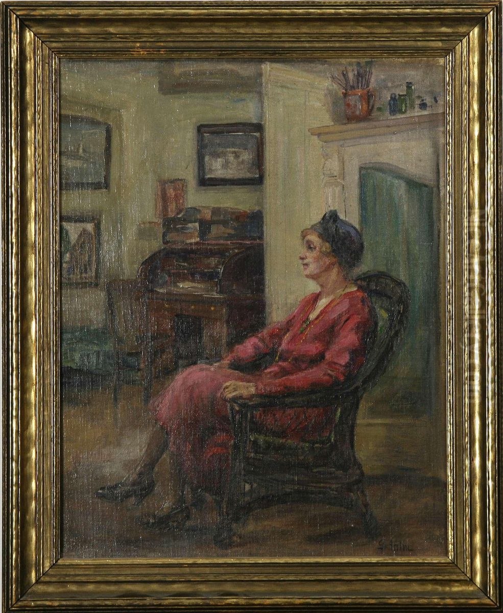 The Visitor To The Studio Oil Painting by Gerda Maria Ahlm