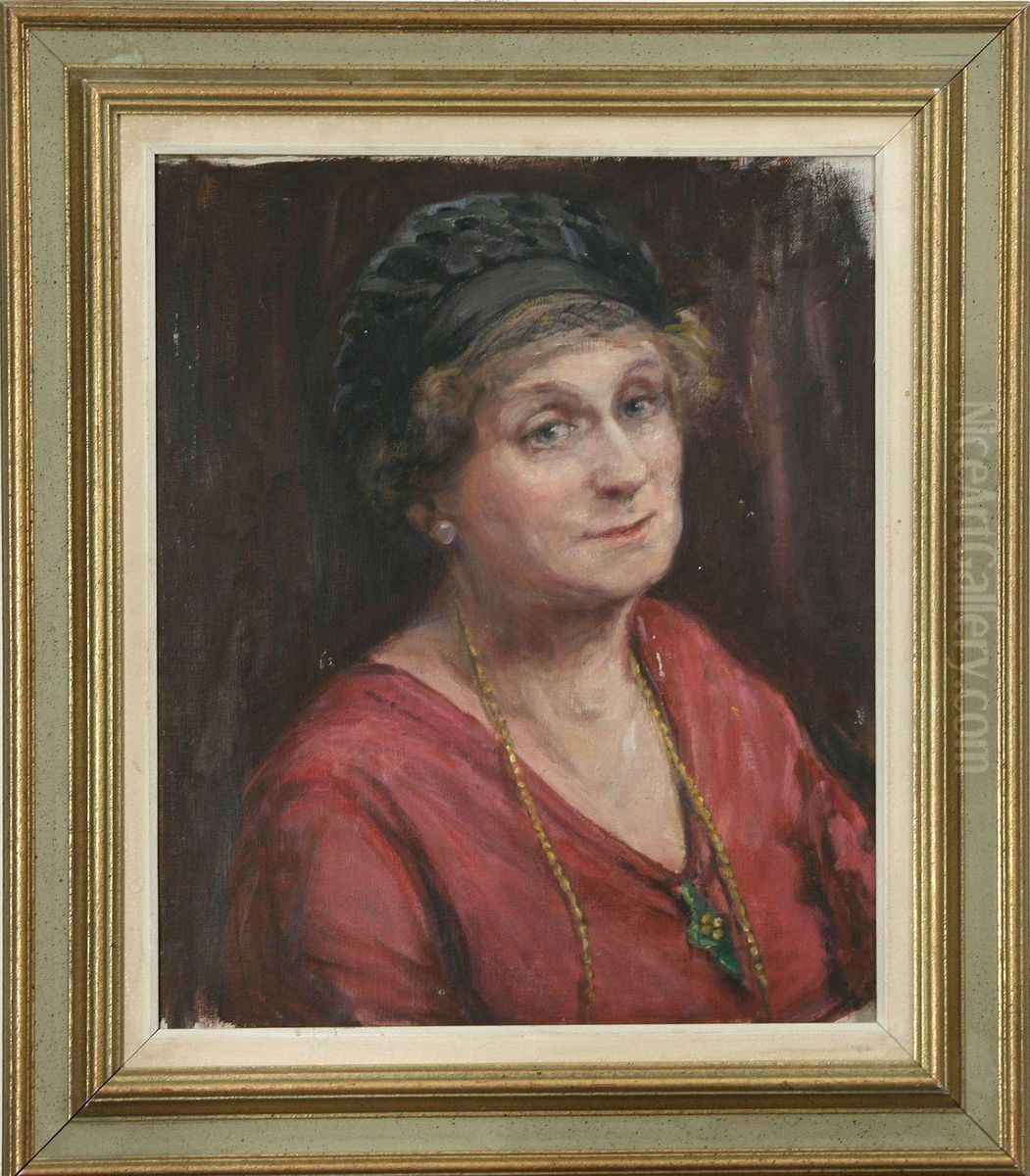 Damportratt Oil Painting by Gerda Maria Ahlm