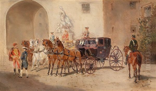 Before Setting Out Oil Painting by Alexander Franz Von Bensa