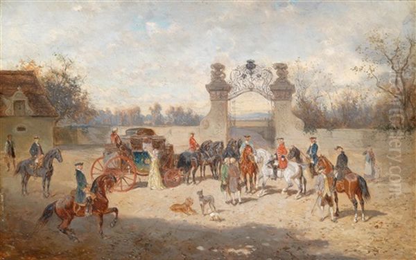 The Travelling Party Departs Oil Painting by Alexander Ritter Von Bensa