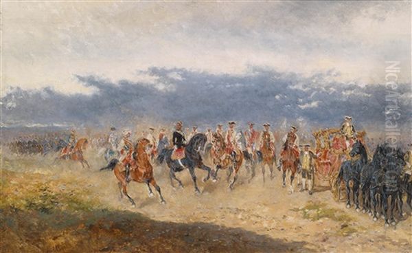Besuch Bei Einem Manover Oil Painting by Alexander Ritter Von Bensa
