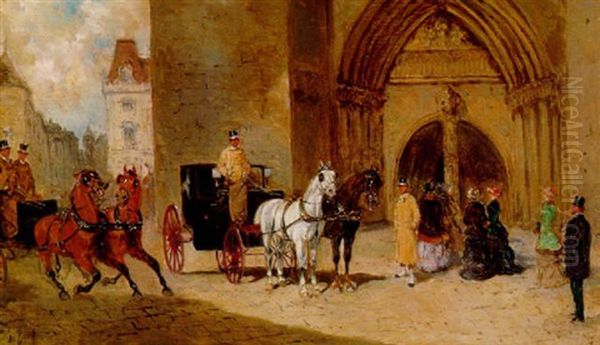 Rue Versailles Oil Painting by Alexander Ritter Von Bensa