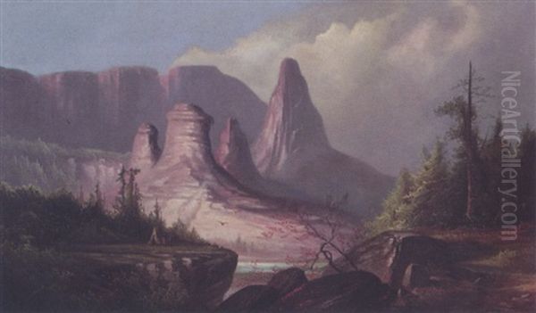 Western Landscape Oil Painting by George Frederick Bensell