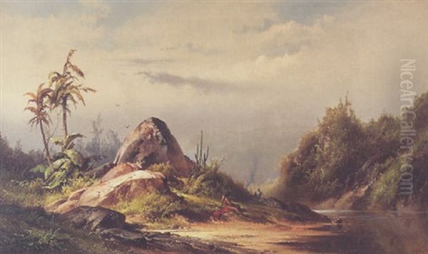 Native American Bathers Oil Painting by George Frederick Bensell