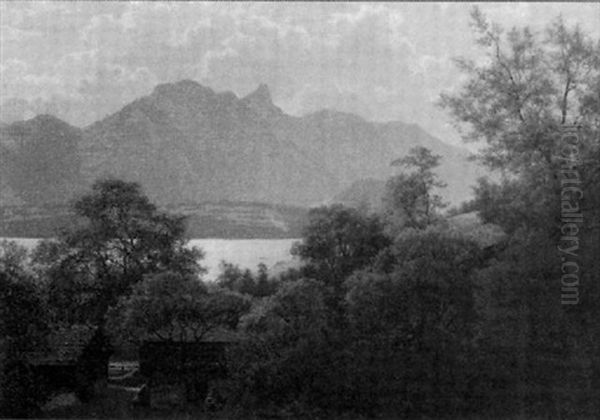 Blick Auf Den Thunersee Mit Stockhorn Oil Painting by Wilhelm Bernhard Benteli