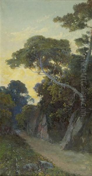 Wege Im Pinienwald (pair) Oil Painting by Cesare Bentivoglio